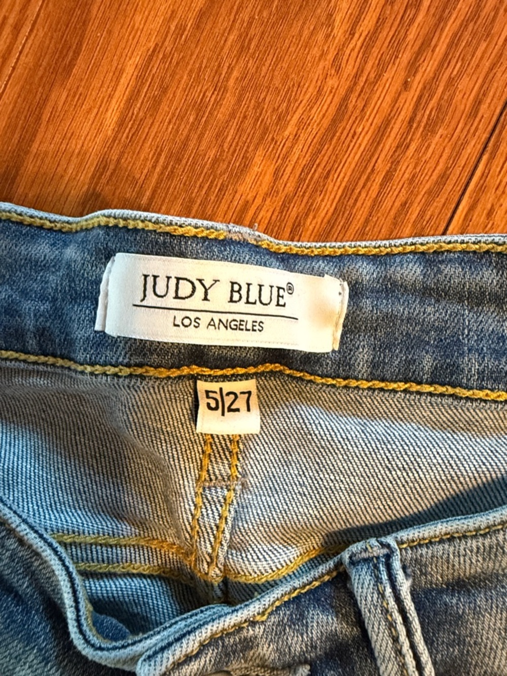 Judy Blue Light Blue straight Leg Jeans with Frayed Hem - Picture 2 of 8